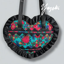 Load image into Gallery viewer, Verdigris Navajo Basket Ruffle Heart Tote
