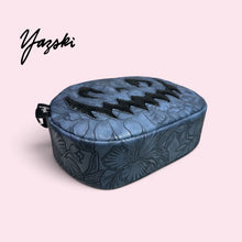 Load image into Gallery viewer, Embossed Blue Floral Spooky Pumpkin Purse
