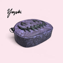 Load image into Gallery viewer, Embossed Purple Floral Spooky Pumpkin Purse
