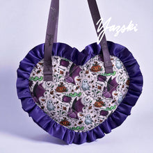 Load image into Gallery viewer, Lavender Spooky Ruffle Heart Tote
