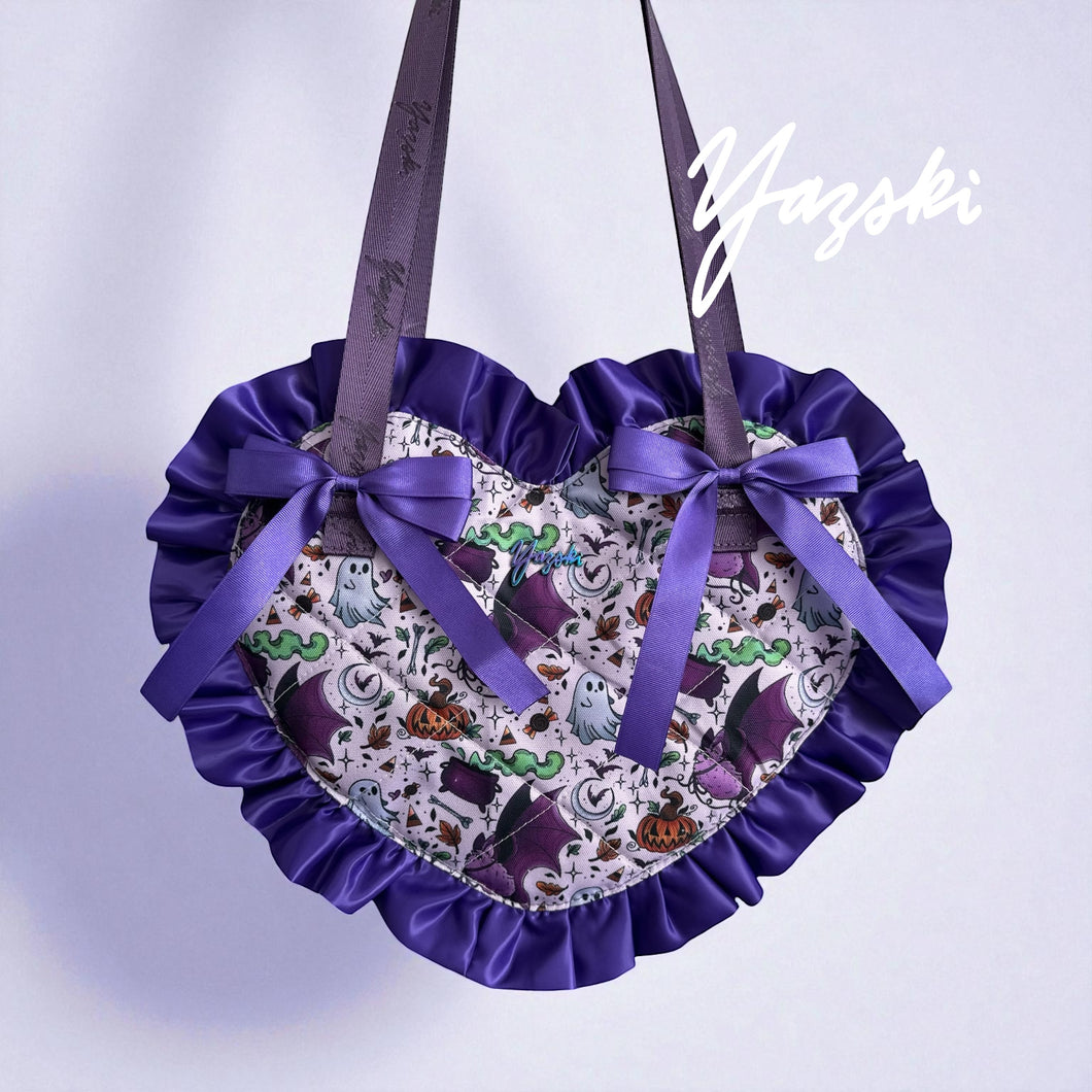 Lavender Spooky Ruffle Heart Tote