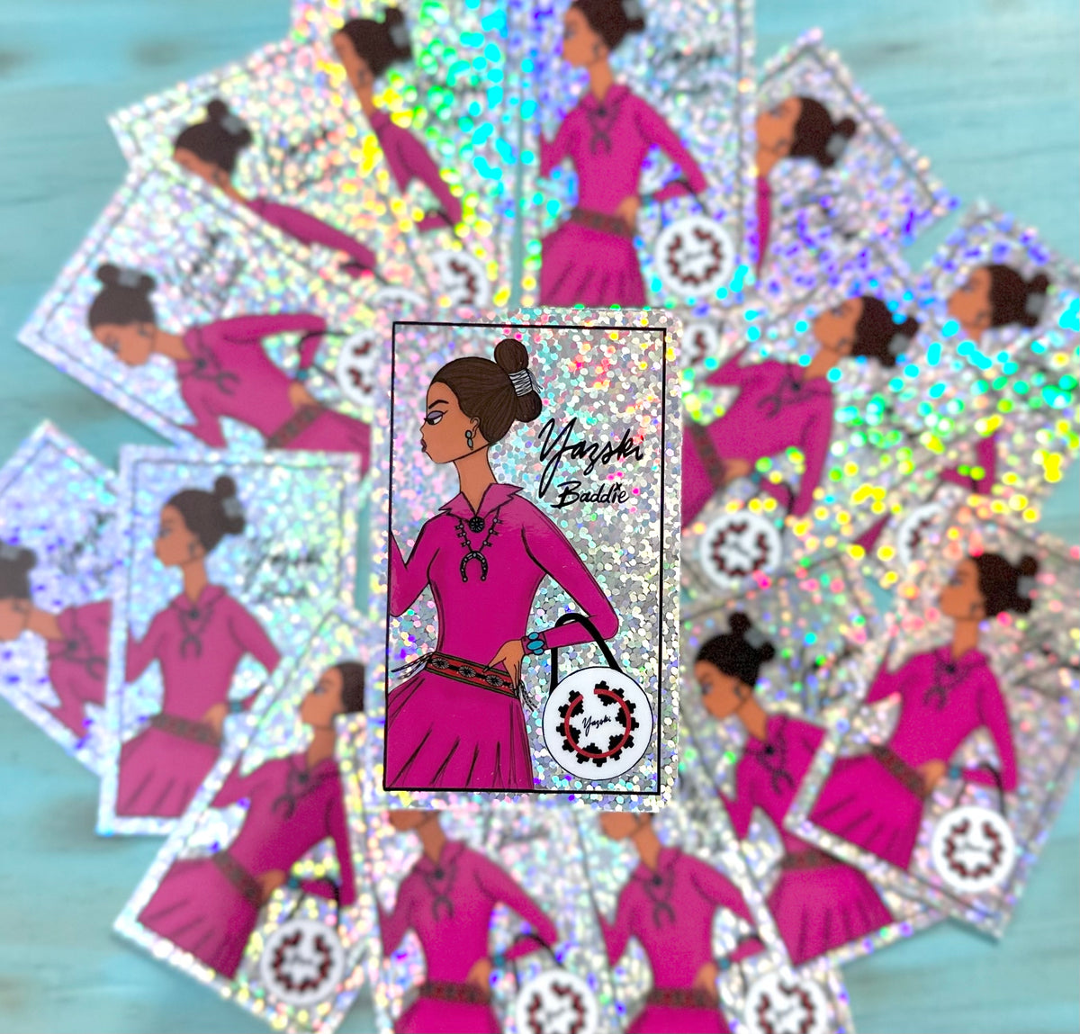 Yazski baddie glitter sticker yazski handmade