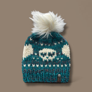 Skull and Hearts Slouchy Beanie