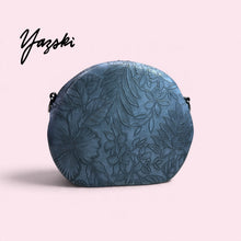 Load image into Gallery viewer, Embossed Blue Floral Spooky Pumpkin Purse
