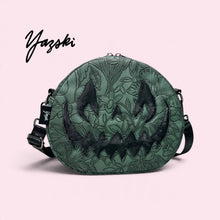 Load image into Gallery viewer, Embossed Green Floral Spooky Pumpkin Purse
