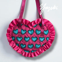Load image into Gallery viewer, Pink Turquoise Ruffle Heart Tote
