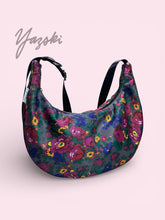 Load image into Gallery viewer, Gray Floral Masani Crescent Bag
