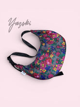 Load image into Gallery viewer, Gray Floral Masani Crescent Bag
