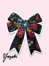 Load image into Gallery viewer, Sparkle Black Floral Bow Sticker

