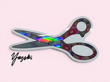 Load image into Gallery viewer, Holographic Pink Floral Scissors Sticker
