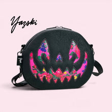 Load image into Gallery viewer, Pink Floral Spooky Pumpkin Purse
