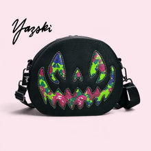 Load image into Gallery viewer, Green Floral Spooky Pumpkin Purse
