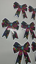 Load and play video in Gallery viewer, Sparkle Black Floral Bow Sticker

